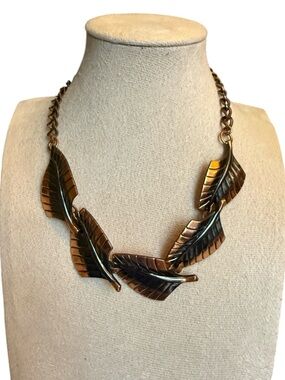 Whiting and David  Copper-Tone Leaf Statement Necklace